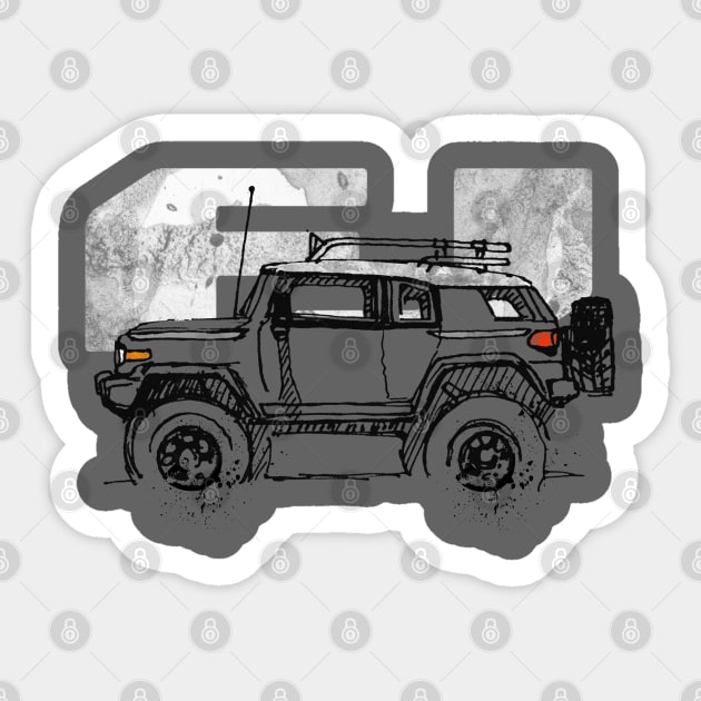 Toyota FJ Cruiser - Sketch artist Profile, best gift for FJ's Dad, Mom birthday gift, off road T-Shirt Sticker by mismail